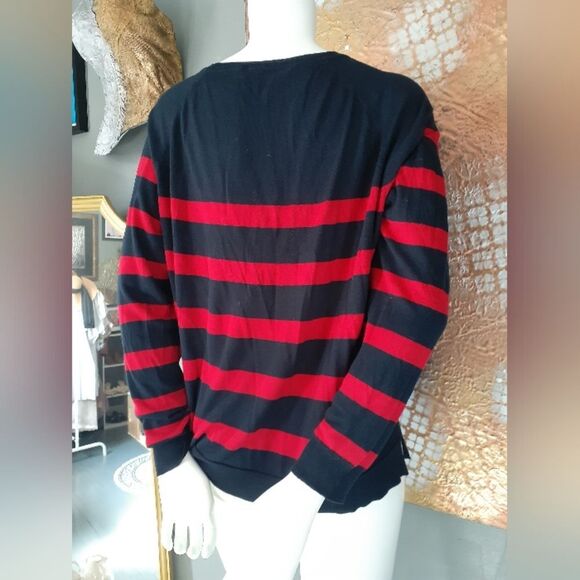 Zara Red and Navy Striped Sweater - Picture 3 of 10